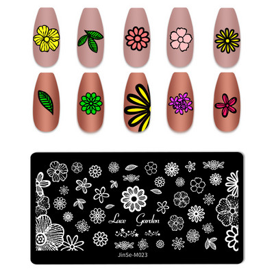 Lotus Flowers nagu apzīmogošanas plāksne nerūsējošā tērauda veidne ziedu raksta taisnstūra veidne manikīra nagu mākslas zīmoga attēla plāksne