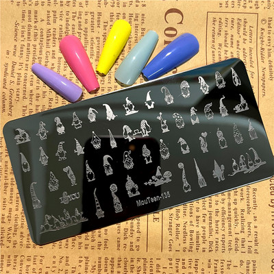 Virág koponya körömbélyegző lemezek koponya körömdíszítő sablon csontváz körömbélyegző lemezek Mouteen-191