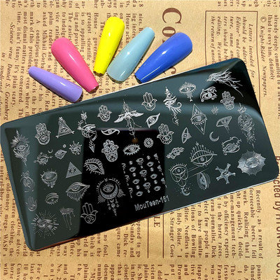 Virág koponya körömbélyegző lemezek koponya körömdíszítő sablon csontváz körömbélyegző lemezek Mouteen-191