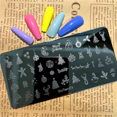 Virág koponya körömbélyegző lemezek koponya körömdíszítő sablon csontváz körömbélyegző lemezek Mouteen-191