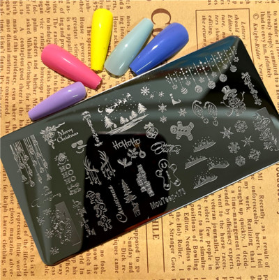 Virág koponya körömbélyegző lemezek koponya körömdíszítő sablon csontváz körömbélyegző lemezek Mouteen-191