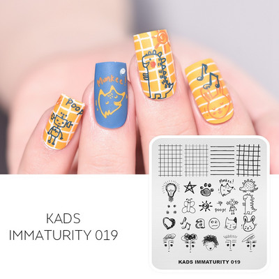 KADS Nail Art bélyegzőlemez Immaturity sorozat Unicorn Vidámpark origami Képsablon manikűr stencil körömbélyegzéshez