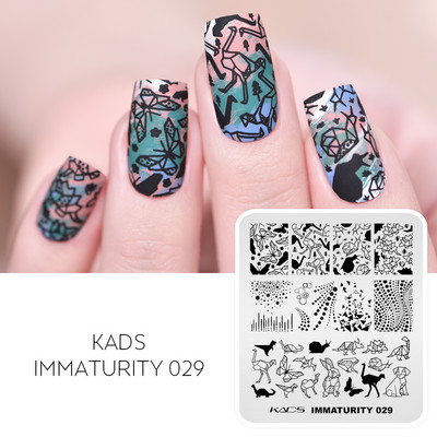 KADS nagu mākslas štancēšanas plāksnes Immaturity sērija Unicorn atrakciju parks origami attēlu veidnes manikīra trafarets nagu štancēšanai