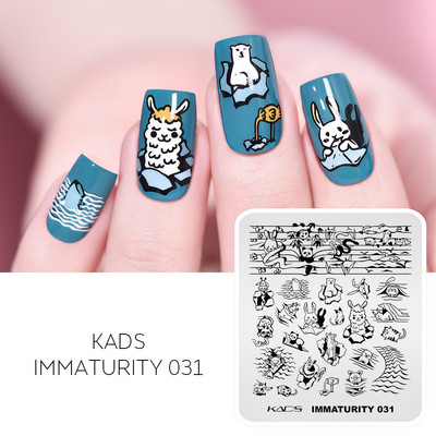 KADS nagu mākslas štancēšanas plāksnes Immaturity sērija Unicorn atrakciju parks origami attēlu veidnes manikīra trafarets nagu štancēšanai