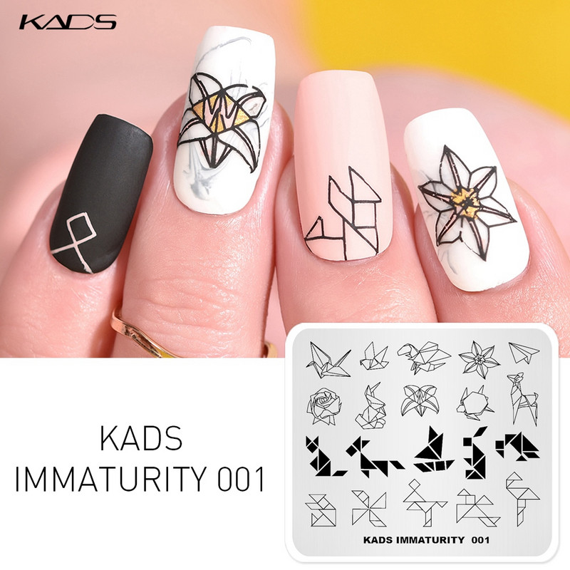KADS nagu mākslas štancēšanas plāksnes Immaturity sērija Unicorn atrakciju parks origami attēlu veidnes manikīra trafarets nagu štancēšanai
