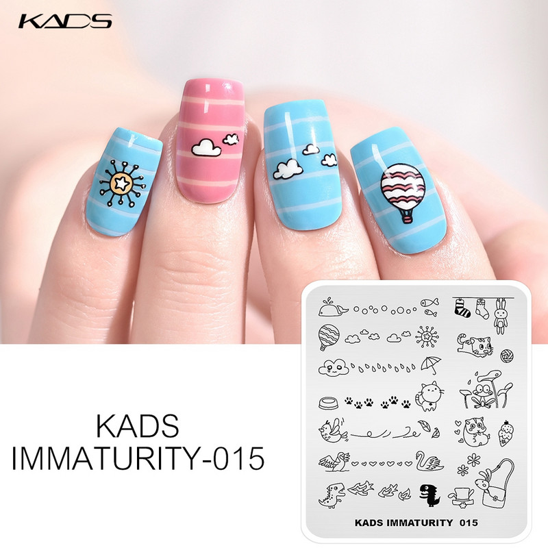 KADS nagu mākslas štancēšanas plāksnes Immaturity sērija Unicorn atrakciju parks origami attēlu veidnes manikīra trafarets nagu štancēšanai