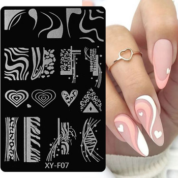 Leopard Nail Stamping Plate Marble Blooming French Line Animal Skin Image Πρότυπο σφραγίδας νυχιών UV Gel Polish Εργαλεία πλάκας εκτύπωσης