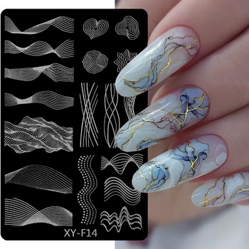 Leopard Nail Stamping Plate Marble Blooming French Line Animal Skin Image Πρότυπο σφραγίδας νυχιών UV Gel Polish Εργαλεία πλάκας εκτύπωσης