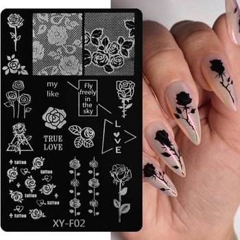 Leopard Nail Stamping Plate Marble Blooming French Line Animal Skin Image Πρότυπο σφραγίδας νυχιών UV Gel Polish Εργαλεία πλάκας εκτύπωσης