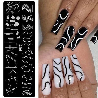 Leoparda nagu apzīmogošanas plāksne Marmors, ziedošs franču līnijas dzīvnieku ādas attēls nagu zīmoga veidne UV gēla lakas apdrukas plāksnes rīki