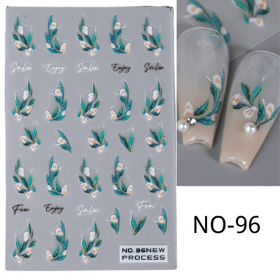 3D rozā ziedu ziedlapiņas nagu mākslas uzlīmes margrietiņa lapa tauriņš bite tulpe saulespuķe vasara gudrs dzīvnieks slīdnis nagu rotājums JINO