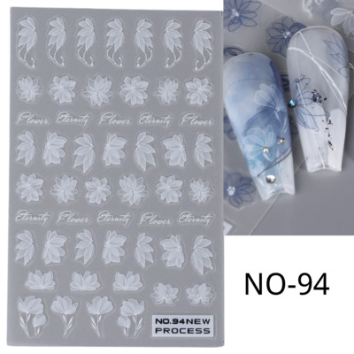 3D rozā ziedu ziedlapiņas nagu mākslas uzlīmes margrietiņa lapa tauriņš bite tulpe saulespuķe vasara gudrs dzīvnieks slīdnis nagu rotājums JINO