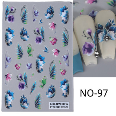 3D rozā ziedu ziedlapiņas nagu mākslas uzlīmes margrietiņa lapa tauriņš bite tulpe saulespuķe vasara gudrs dzīvnieks slīdnis nagu rotājums JINO