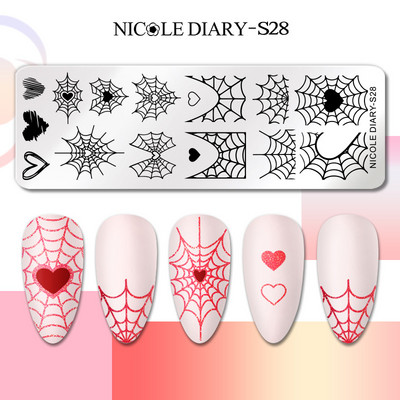 NICOLE DIARY French Line Series Nagu štancēšanas plāksnes Ģeometrija Ziedu lapu attēls Trafarets Veidne Nagu mākslas zīmogu pulēšanas drukāšanas rīks