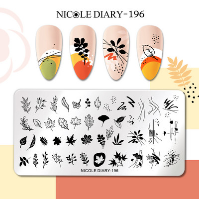 NICOLE DIARY French Line Series Nagu štancēšanas plāksnes Ģeometrija Ziedu lapu attēls Trafarets Veidne Nagu mākslas zīmogu pulēšanas drukāšanas rīks