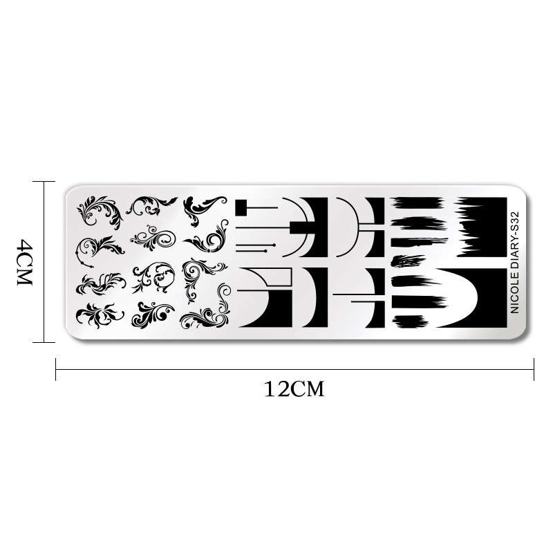 NICOLE DIARY French Line Series Nagu štancēšanas plāksnes Ģeometrija Ziedu lapu attēls Trafarets Veidne Nagu mākslas zīmogu pulēšanas drukāšanas rīks