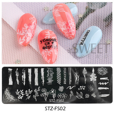 Helovīna nagu apzīmogošanas plāksnes Čūskas sirds ģeometrija franču līnija tauriņš, lapa mežģīnes nagu mākslas laka drukas veidņu rīki KEMJ