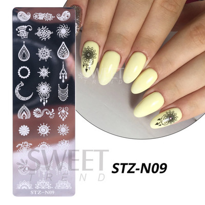 Helovīna nagu apzīmogošanas plāksnes Čūskas sirds ģeometrija franču līnija tauriņš, lapa mežģīnes nagu mākslas laka drukas veidņu rīki KEMJ