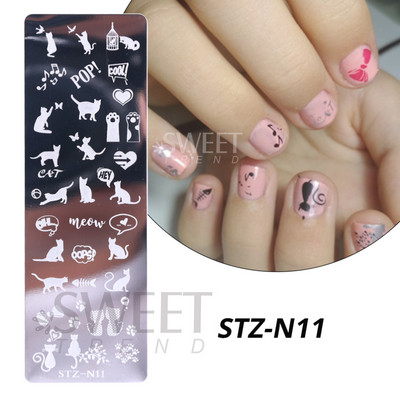 Helovīna nagu apzīmogošanas plāksnes Čūskas sirds ģeometrija franču līnija tauriņš, lapa mežģīnes nagu mākslas laka drukas veidņu rīki KEMJ