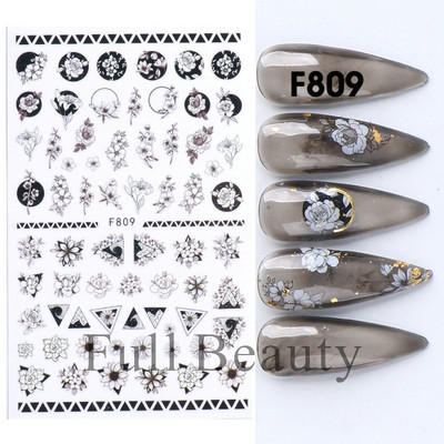 Pūķa čūskas uzlīmes nagiem 3D melns gotikas stils pašlīmējošs slīdnis Ķīniešu nagi mākslas dekorācijas uzlīmes Aptinumi CHEB145-152