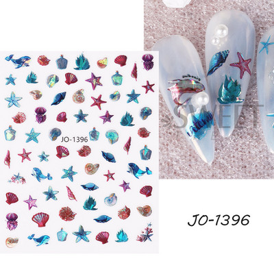 Jūras gliemežvāki 3D nagu uzlīme Okeāna pludmales tēma Vasaras dzīvnieks Starfish Star Fish Nagu slīdnis Pašlīmējoša uzlīme nagu mākslas dekorēšana
