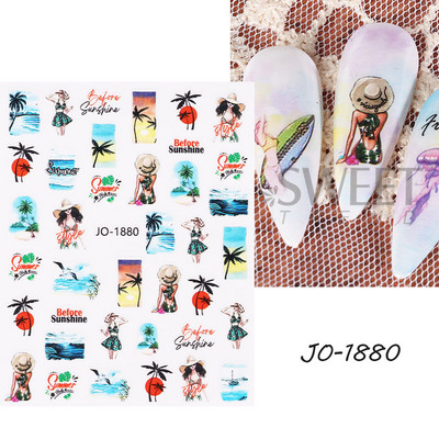 Jūras gliemežvāki 3D nagu uzlīme Okeāna pludmales tēma Vasaras dzīvnieks Starfish Star Fish Nagu slīdnis Pašlīmējoša uzlīme nagu mākslas dekorēšana