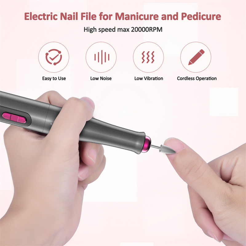 CkeyiN 20000 apgr./min nagu urbjmašīna Elektriskā bezvadu manikīra komplekta pulēšanas dzirnaviņas manikīram Profesionāls frēze