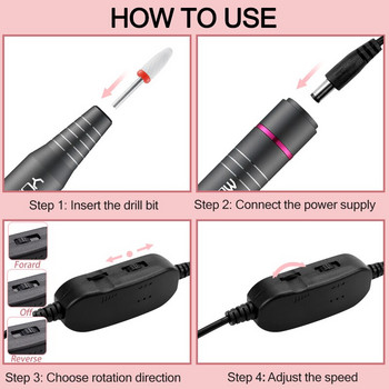 YOKEFELLOW Electric Nail Drill 30000RPM Professional Electric Nail Line Kit for Acrylic Gel Nails Manicure Pedicure Οικιακή χρήση