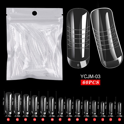 60/100gab. Nagu dubultās formas Pilns pārklājums Mākslīgie nagi Ātras veidošanas veidņu padomi Viltus nagu veidošana Pagarināt augšējo veidņu aksesuāri