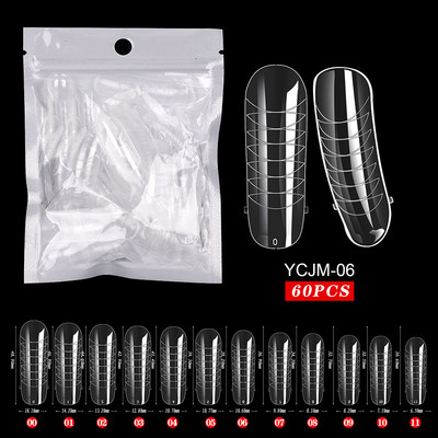 60/100gab. Nagu dubultās formas Pilns pārklājums Mākslīgie nagi Ātras veidošanas veidņu padomi Viltus nagu veidošana Pagarināt augšējo veidņu aksesuāri