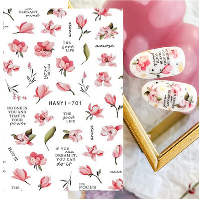 Nagu mākslas uzlīmes Ziedi 3D Nagu uzlīmes Caurspīdīgi Vienkārši Ziedi Ziedi Mugura Līme Nagu uzlīmes Nagu galiņu dekors