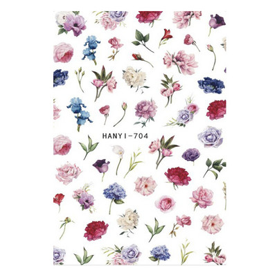 Nagu mākslas uzlīmes Ziedi 3D Nagu uzlīmes Caurspīdīgi Vienkārši Ziedi Ziedi Mugura Līme Nagu uzlīmes Nagu galiņu dekors