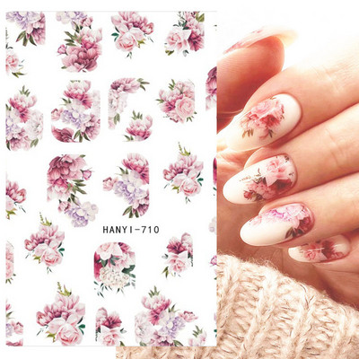 Nagu mākslas uzlīmes Ziedi 3D Nagu uzlīmes Caurspīdīgi Vienkārši Ziedi Ziedi Mugura Līme Nagu uzlīmes Nagu galiņu dekors