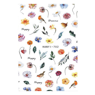 Nagu mākslas uzlīmes Ziedi 3D Nagu uzlīmes Caurspīdīgi Vienkārši Ziedi Ziedi Mugura Līme Nagu uzlīmes Nagu galiņu dekors