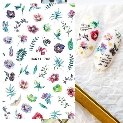 Nagu mākslas uzlīmes Ziedi 3D Nagu uzlīmes Caurspīdīgi Vienkārši Ziedi Ziedi Mugura Līme Nagu uzlīmes Nagu galiņu dekors