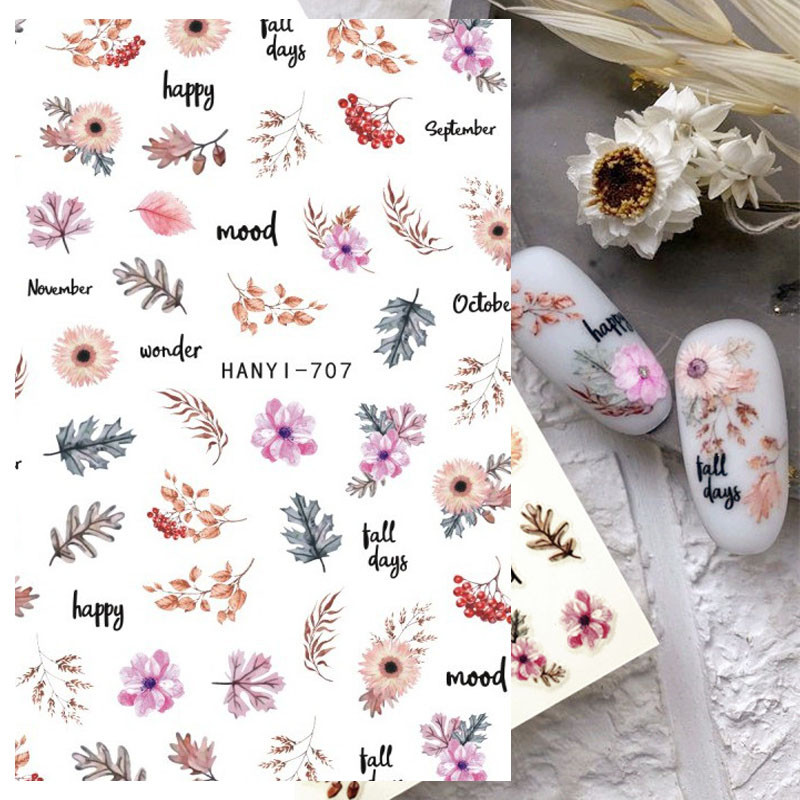Nagu mākslas uzlīmes Ziedi 3D Nagu uzlīmes Caurspīdīgi Vienkārši Ziedi Ziedi Mugura Līme Nagu uzlīmes Nagu galiņu dekors