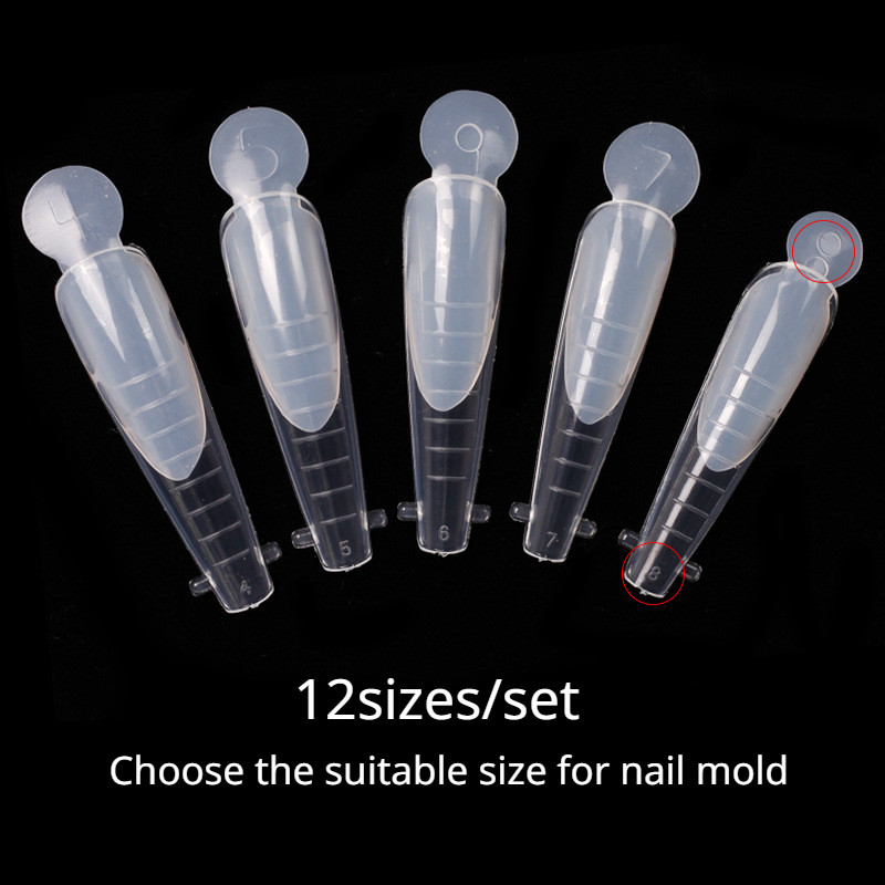 12gab Dual Nagu Forms Viltus padomi želejveida pieaudzēšanai Quick Building French Nails Form Mīkstie silikona spilventiņi Manikīra instrumenti