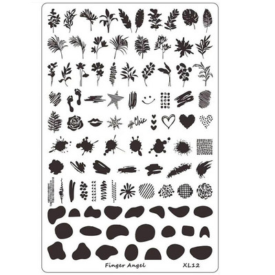 Ploča za utiskivanje noktiju super velike veličine 14,5 × 9,5 cm, francuska pločica za utiskivanje noktiju Flower Wave Nail Art Film Šablone Slika Dizajn noktiju ￥*