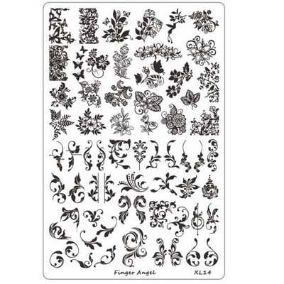 Ploča za utiskivanje noktiju super velike veličine 14,5 × 9,5 cm, francuska pločica za utiskivanje noktiju Flower Wave Nail Art Film Šablone Slika Dizajn noktiju ￥*