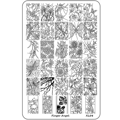 Ploča za utiskivanje noktiju super velike veličine 14,5 × 9,5 cm, francuska pločica za utiskivanje noktiju Flower Wave Nail Art Film Šablone Slika Dizajn noktiju ￥*