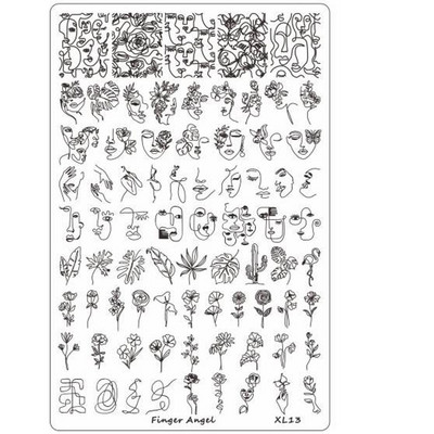 Ploča za utiskivanje noktiju super velike veličine 14,5 × 9,5 cm, francuska pločica za utiskivanje noktiju Flower Wave Nail Art Film Šablone Slika Dizajn noktiju ￥*