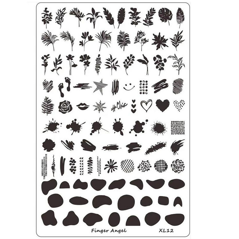 Ploča za utiskivanje noktiju super velike veličine 14,5 × 9,5 cm, francuska pločica za utiskivanje noktiju Flower Wave Nail Art Film Šablone Slika Dizajn noktiju ￥*