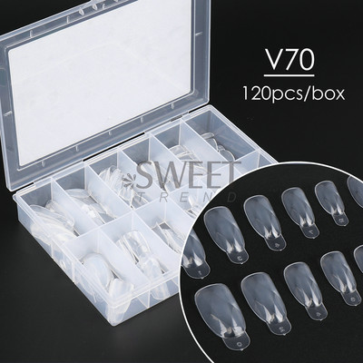 120 ks Coffin Drop Shape Forma na predlžovanie nechtov Tipy na francúzske formy Vyrezávané celoplošné falošné prsty Gélové manikúrové nástroje JIV77