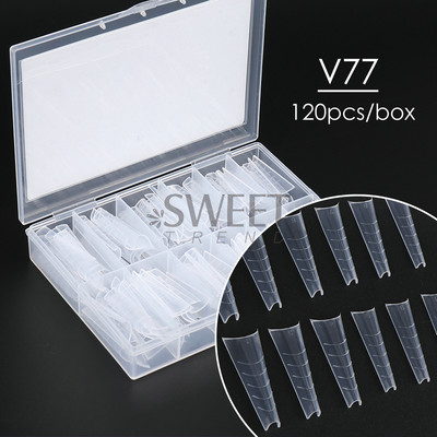120 ks Coffin Drop Shape Forma na predlžovanie nechtov Tipy na francúzske formy Vyrezávané celoplošné falošné prsty Gélové manikúrové nástroje JIV77