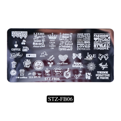 Vēstules Stāsts Nagu apzīmogošanas plāksnes Ziedi Sirds attēls Nagu mākslas zīmogi Veidnes Polijas apdrukas trafareti Manikīrs TRSTZFB01-19