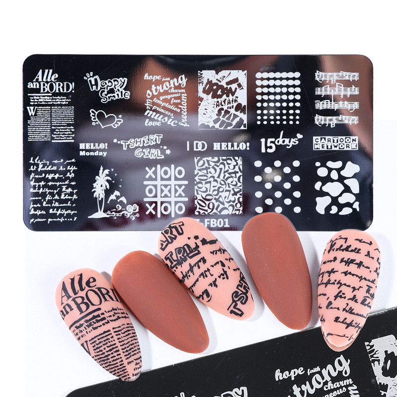 Vēstules Stāsts Nagu apzīmogošanas plāksnes Ziedi Sirds attēls Nagu mākslas zīmogi Veidnes Polijas apdrukas trafareti Manikīrs TRSTZFB01-19