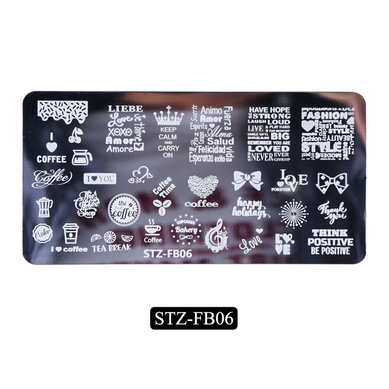 Vēstules Stāsts Nagu apzīmogošanas plāksnes Ziedi Sirds attēls Nagu mākslas zīmogi Veidnes Polijas apdrukas trafareti Manikīrs TRSTZFB01-19