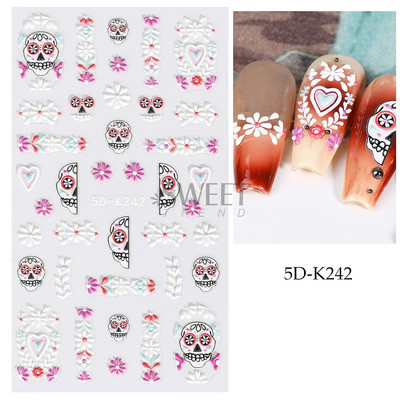 5D drahokamy, pavúčie reliéfne nálepky na nechty, dizajn stonožky, červené oko, samolepiace klzáky, sviatočné, párty, novoročné, manikúrové fólie