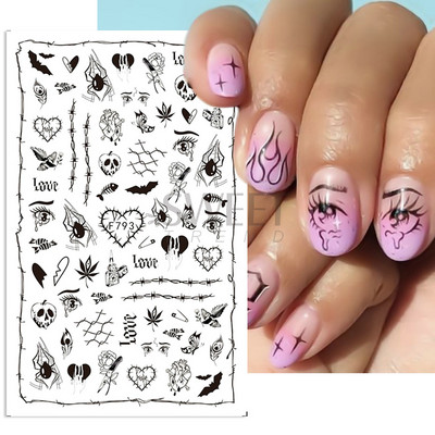 5D drahokamy, pavúčie reliéfne nálepky na nechty, dizajn stonožky, červené oko, samolepiace klzáky, sviatočné, párty, novoročné, manikúrové fólie