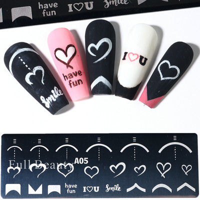 Doska na razenie nechtov s láskou a srdcom, vlnovkou, ružovým bozkom, anglickými znakmi, šablónami pečiatok na zdobenie nechtov na Valentína